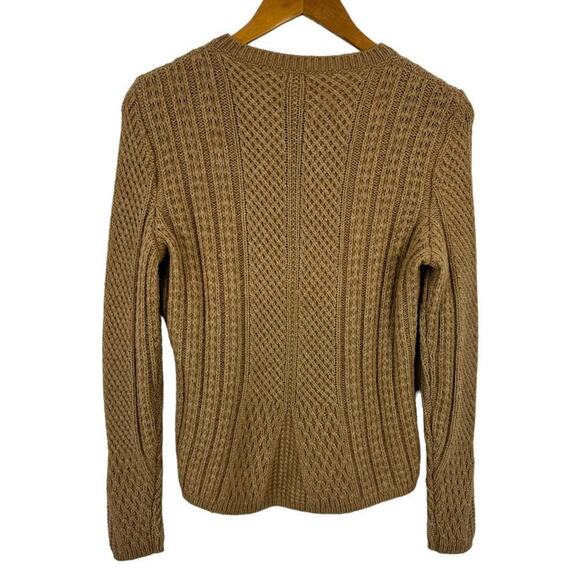MaxMara Ronco Warm Cable-Knit Crewneck Wool Camel Pullover Sweater Size Medium - Picture 12 of 16